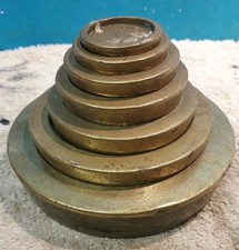 7 Vintage Solid Brass Stacking