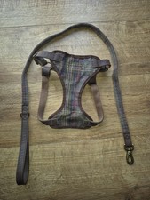 Dog Harness & Lead Set, Brown Checked