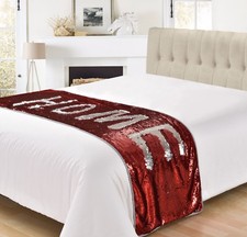 Mermaid Sequin 2 Colour Bed Runner Bedding Throw White Gold Black Pink 65x200cm
