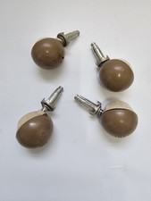 Vintage 1960s Brown Cream Ball Castors Set of 4 | Made in England Retro Wheels