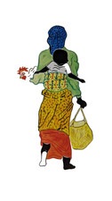 Jamaican Folk Art Print – Pierre Henri “Woman with Baby and Chicken”