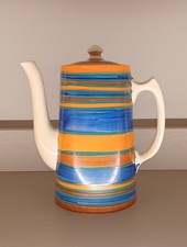 Rare Clarice Cliff Liberty Stripe Coffee Pot BIZARRE Pattern C1929. Art Deco.