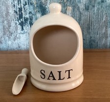Salt Pig And Wooden Spoon By