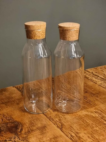 Glass jars with cork - with, lids
