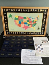 THE AUTHENTIC US POLICE BADGE COLLECTION Mayfair 50 BADGES DISPLAYED FRAMED MAP