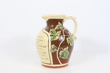 Large Slipware Pottery Harvest Jug Handpainted Floral Decal With Inscription