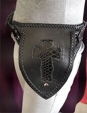 Leather & Real Snakeskin Utility Belt Pouch Gothic Cross Biker Festival Hip.