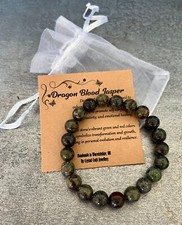 DRAGON BLOOD JASPER Bracelet Stretchy Handmade +Bag +Card Crystal Gemstone 8mm