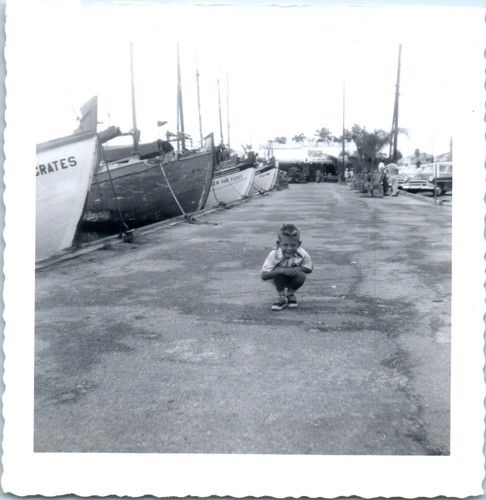 1950s boy squatting - boy, on