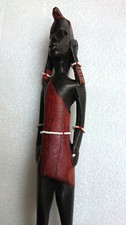 African Hand Carved painted Wood Figurine Statue free tracked insured delivery