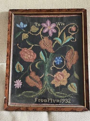 Antique woolwork embroidery - antique,