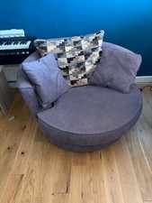 Large Purple fabric swivel snuggle chair/ Love seat DFS