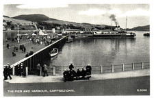 The Pier And Harbour Campbeltown With Steamer Argyll Scotland Vintage Postcard