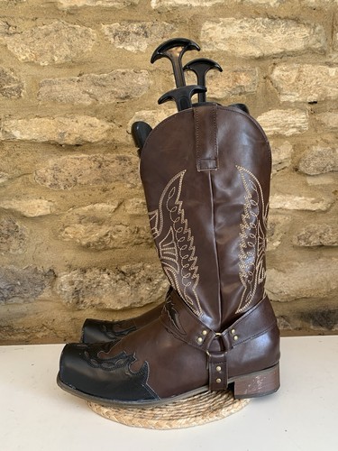 Mens brown harness biker - brown,