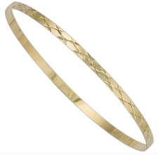 375 9ct Yellow Gold Fancy Slave Bangle - 4.2Grams - 3mm - Fully Hallmarked