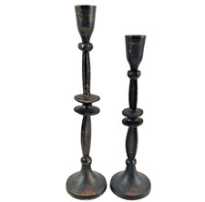 La Redoute Candle Holders Set of 2 Black Metal Antique Candlesticks Pair Tall