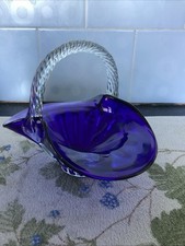 Murano Glass Basket Blue