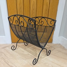 Vintage Metal Firewood Log Holder Decorative Folding Rack Storage 