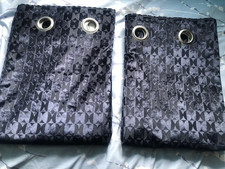 Next GEO Luxe Collection Velvet Cut Navy Blue Eyelet Lined Curtains 168X229 CM