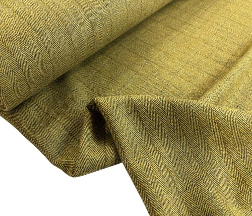 Olive herringbone wool - olive,