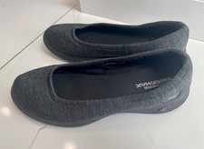 Skechers Shoes Womens 8 Go Step Lite Shape-Ups Slip On Ballet Flat Black/Grey