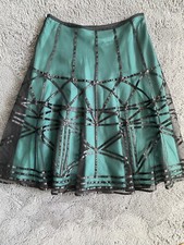 Coast A Line Skirt Green Black Net Beads Size 10 Christmas 