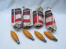 4 vintage Osram GEC amber yellow orange twisted candle lamps light bulbs