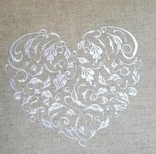 LACE HEART EMBROIDERED LINEN CUSHION COVER GIFT WEDDING NEW MONOGRAM SHABBY CHIC