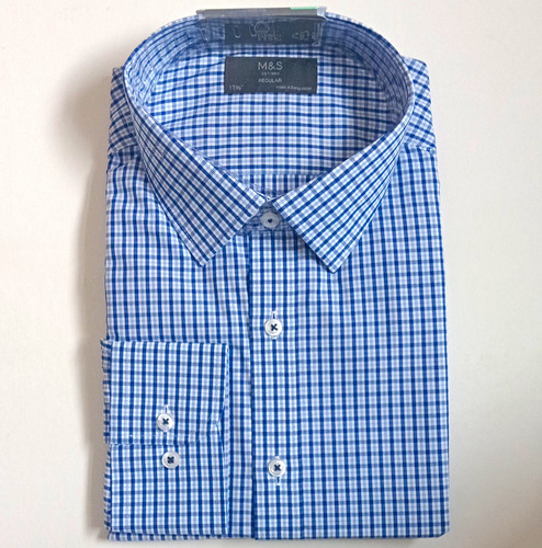 Mens easy iron blue - m&s,