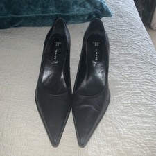 Farrutx Ladies Black Leather Pointed Toed Shoes Size 38