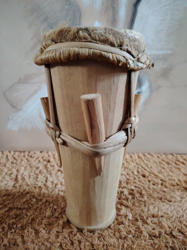 Carved wooden drum with - drum,