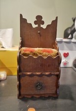Antique gothic wooden salt box