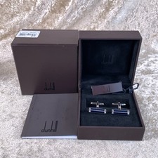 Vintage Dunhill Cufflinks Silver Navy Gemline  with Case & Card