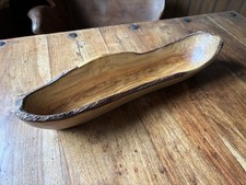 Beautiful Long Carved Wood Bowl, Grained Like Olive Wood