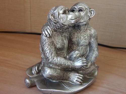 Silver monkeys love kissing - monkeys,