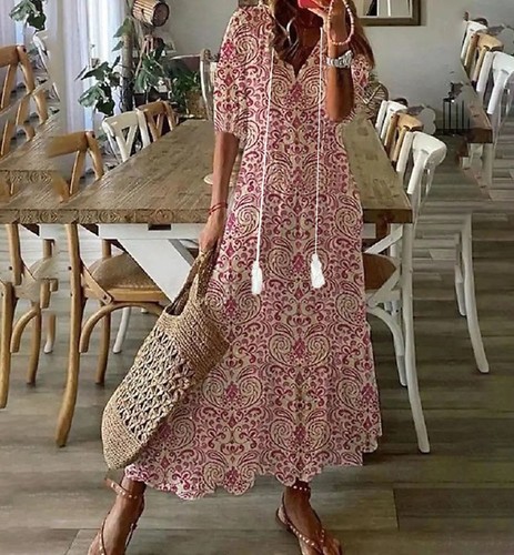 Womens short sleeve boho - short, loose