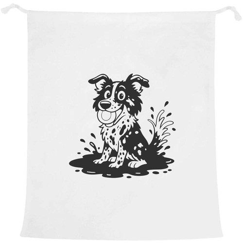 Muddy border collie laundry - 'muddy,
