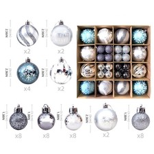 44pcs Christmas Tree Decor Baubles Xmas Balls Pendant Party Wedding Ornament Set