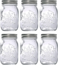6 Pack Mason Jars 17oz with