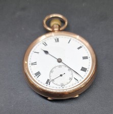 9ct solid gold ROSE Gold Gents Waltham Open Faced Pocket Watch 