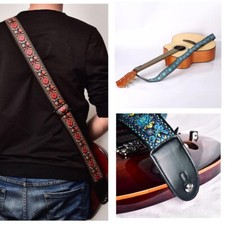 Guitar Strap Retro Embroidery Adjustable Shoulder Belt Bass Acoustic Electric