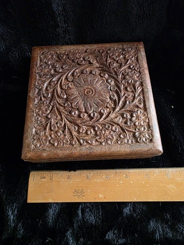 Vintage square indian wooden - vintage,