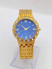 Stunning Gold Filled with Diamond Bezel Blue Dial Gianni Ricci Vintage Watch