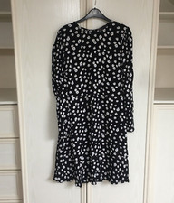 M&S Collection Black Floral Daisy Patterned Dress Size 12 