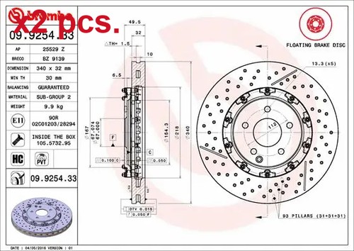 Pcs front brake disc rotos - pcs,