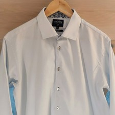 TM Lewin Shirt Men’s Large Neck 16.5 Sleeve 34.5 Duck Egg Blue Diamond Textured