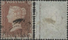 SG22 C2 Small Crown Wmk. Perf.14 Die I Alph.II 1d Plate R1 'GL'. Fine Used.