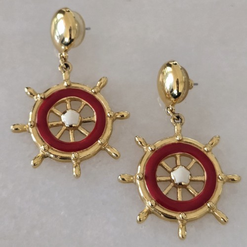 Vtg 80s boat wheel earrings - vtg,