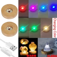 2xWooden LED Light Display Base 3D Crystal Ball Stand Lamp Holder Romantic Decor