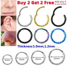 New Surgical Steel Nose Ring Septum Clicker Hinge Segment Ear Helix Ring Hoop